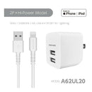 多摩電子 コンセントチャージャー 2.4A ライトニングケーブル2.0m TA62UL20W コンセントチャージャー×1、ライトニングケーブル×1