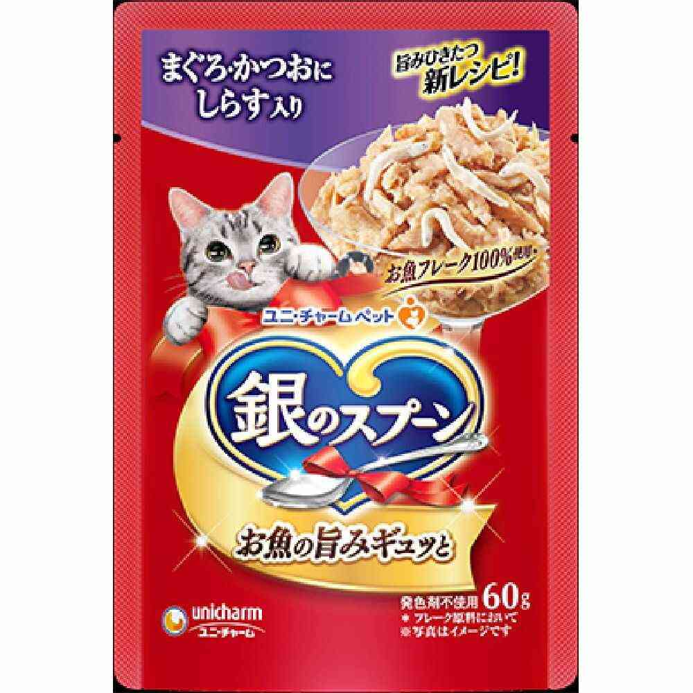 ユニ・チャーム 銀のスプーンパウチ まぐろ・かつおにしらす 60g