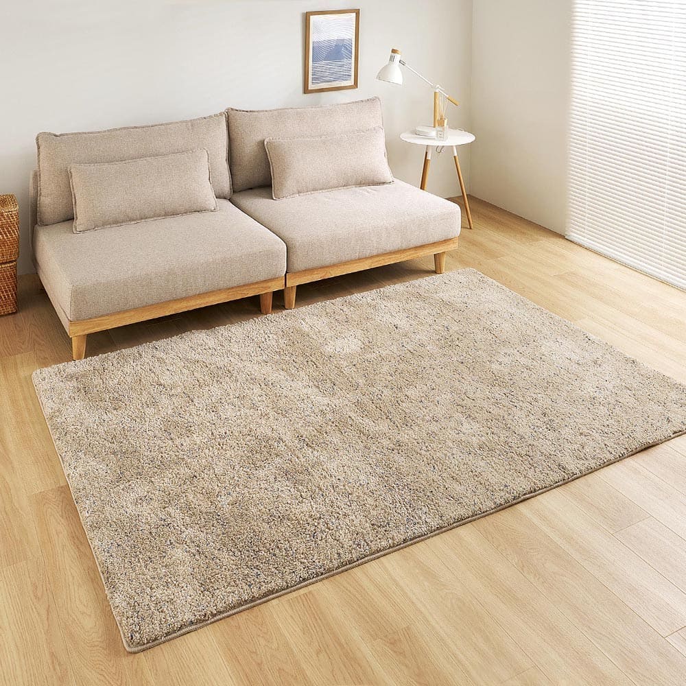 ミックスシャギーラグリーヴァ 約140×200cmサンドベージュ 【直送品