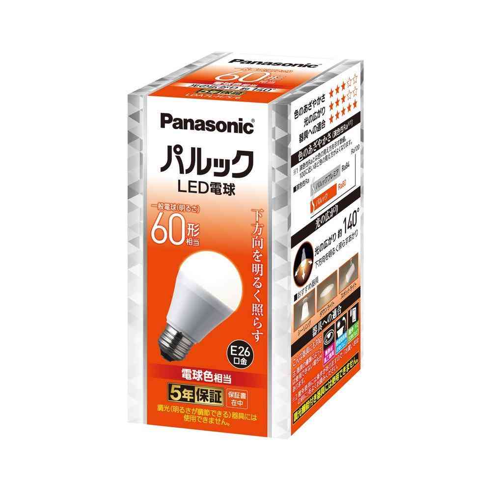 パナソニック LED電球 E26 パルック 下方向 電球色 60形相当 1個