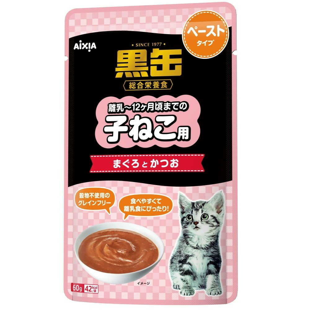 子ねこ　パウチ　ミャウミャウ　アイシア　子猫　総合栄養食　70g×96袋 アイシア 黒缶パウチ子ねこ用 まぐろとかつお ペーストタイプ 60g