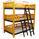 直列柱の3段ベッド BB-07-3-LBR メーカー直送 ▼返品・キャンセル不可【他商品との同時購入不可】