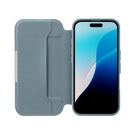 PGA iPhone16用 ガラスフリップケース ブルー PG-24AGF03BL 70g