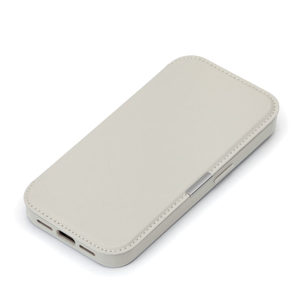 PGA iPhone 17用 ガラスフリップケース サフィアーノ調／グレー PG