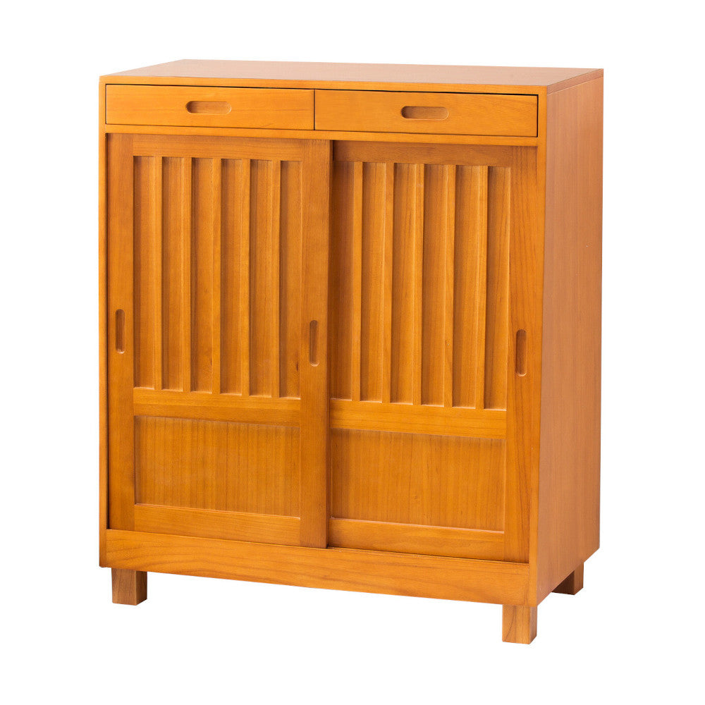 天然木和風引き戸シューズボックス 2枚扉[04143] 【直送品】 返品 
