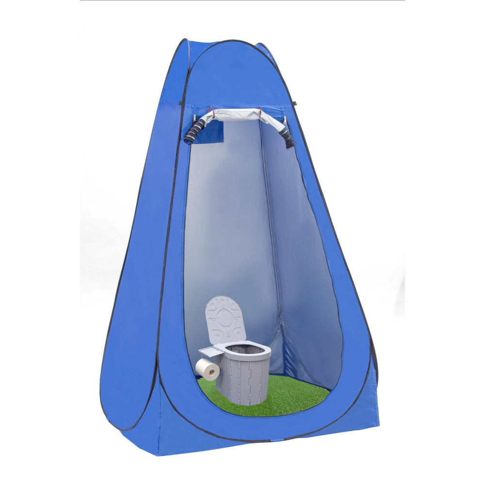 トイレテントブルー ワンタッチルームテント＆折りたたみトイレセットDX[04558