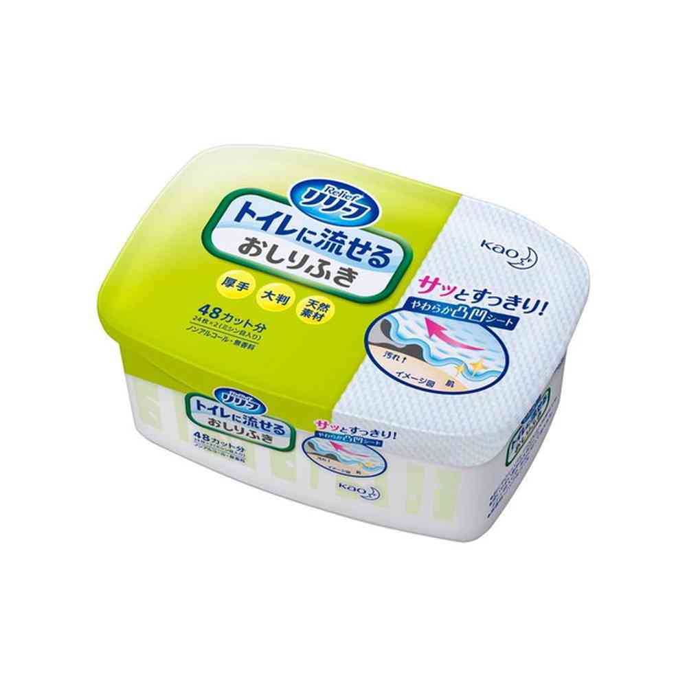 大王製紙　エリエール　トイレに流せるおしりふき　48個セット Kao（花王） （1ケース販売）「リリーフトイレに流せるおしりふき