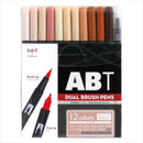 トンボ鉛筆 デュアルブラッシュペン 水性染料マーカーABT 12色セット ポートレイト