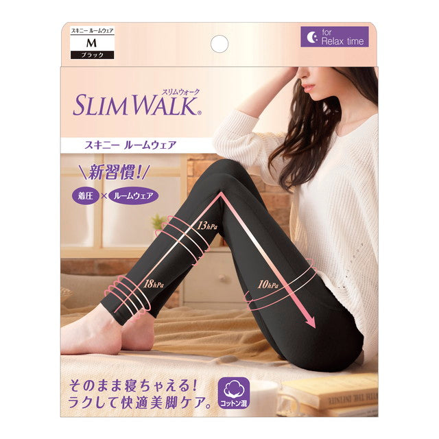 スリムウォーマータイツ ブラック スリムウォーク ビューアクティ 美脚＆美尻レギンス ブラック M