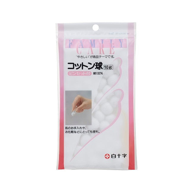 Hakujuji FC (Family Care) Cotton ball (10g) with tweezers