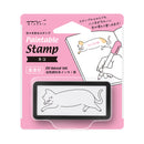 ミドリ スタンプ 浸透印 ハーフ ネコ柄 1個