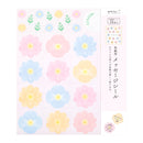 ミドリ カラー色紙用シール 花柄 タイトルシール/1枚入 記入用シール/16枚入