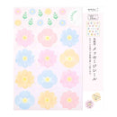 ミドリ カラー色紙用シール 花柄 タイトルシール/1枚入 記入用シール/16枚入