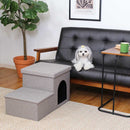 収納付きペットステップ&ハウス ライトグレー 53724 メーカー直送 ▼返品・キャンセル不可【他商品との同時購入不可】