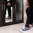 ルーバー&ミラー付きシューズボックス90幅 ブラウン 86192 メーカー直送 ▼返品・キャンセル不可【他商品との同時購入不可】