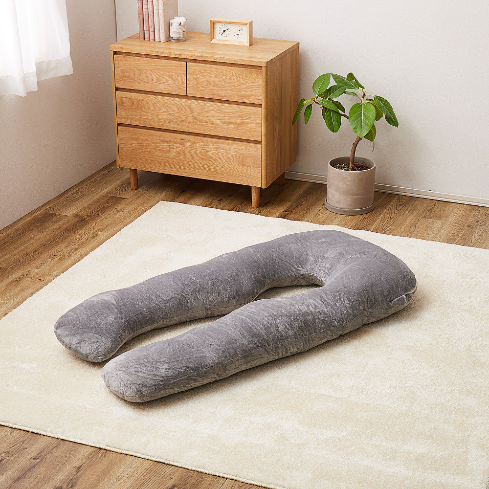 メレンゲタッチの抱き枕 U型 140×70cm グレー 【直送品】 返品 