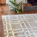 幾何学柄のウィルトン織シャギーラグ ケジャ GY 130×190cm メーカー直送 ▼返品・キャンセル不可【他商品と同時購入不可