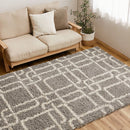 幾何学柄のウィルトン織シャギーラグ ケジャ GY 200×250cm メーカー直送 ▼返品・キャンセル不可【他商品と同時購入不可