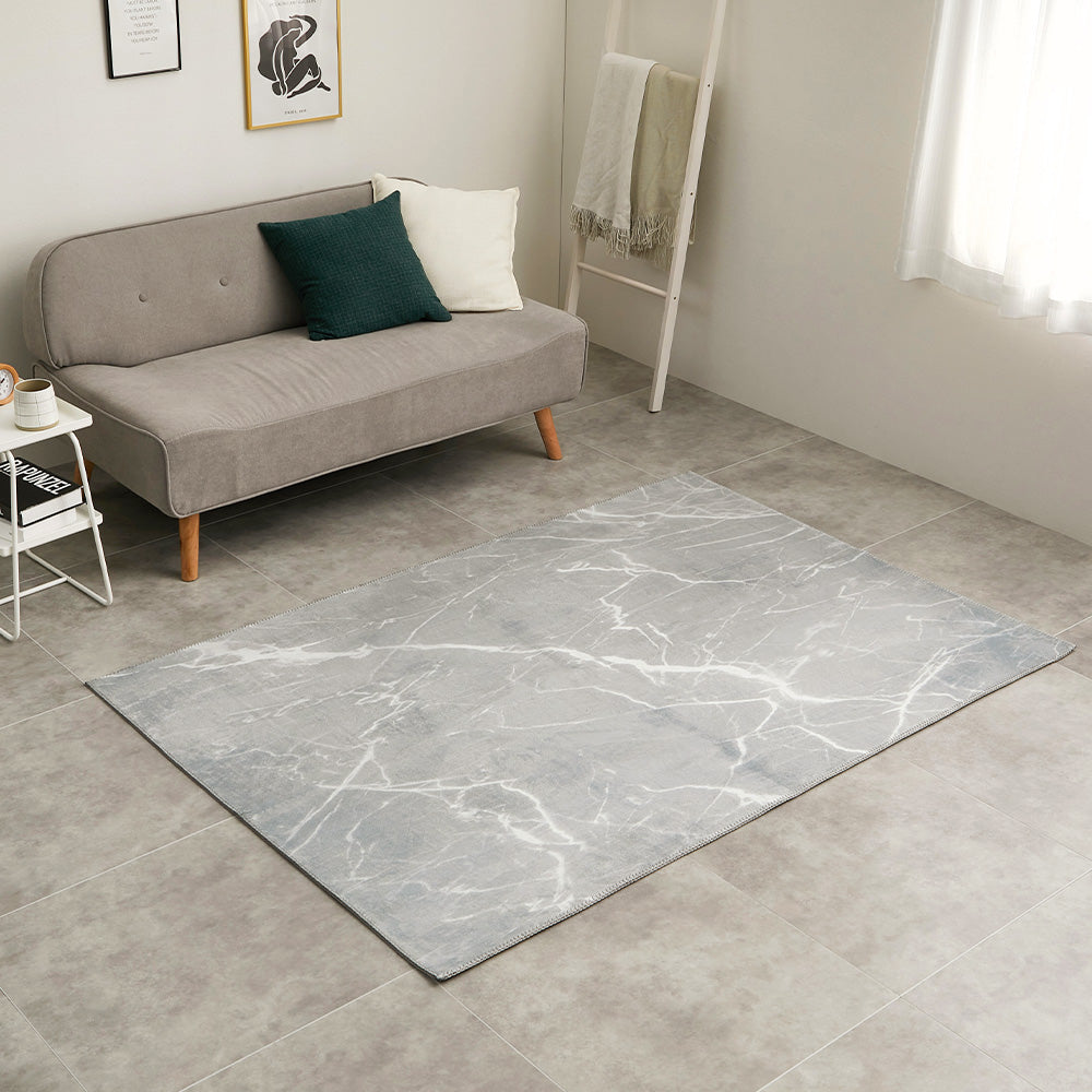 大理石柄のソフトフランネルラグ 130×190cm グレー 【直送品】 返品