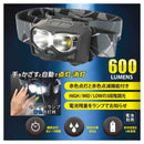 オーム電機 LEDヘッドライト センサー付 ECLAT 600ルーメン 1個