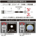 オーム電機 LEDズームライト 250ルーメン 1個