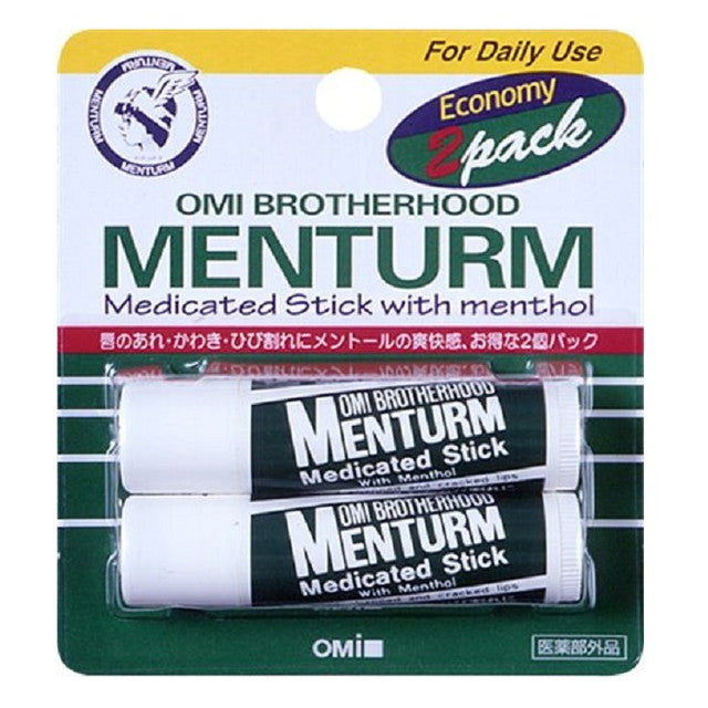 リップケア Domi Brotherhood Menturm Medicated Stick Quasi-drug] Omi Brothers Menturm Medicated Stick 4gX2 Pack
