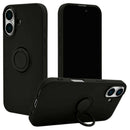 テレホンリース iPhone16 ケース カバー ソフトケース スマホリング付き ブラック