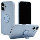 テレホンリース iPhone16 ケース カバー ソフトケース スマホリング付き スモーキーブルー