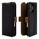 テレホンリース iPhone16Pro 手帳型カバー 薄型 カメラ保護 ブラック×ブラウン