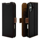 テレホンリース iPhone16Plus 手帳型ケース 薄型 ブラック×ブラウン