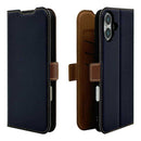 テレホンリース iPhone16Plus 手帳型ケース 薄型 ネイビー×ブラウン