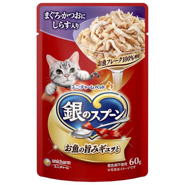 ユニチャーム 銀のスプーンパウチ まぐろ・かつおにしらす入り 60g