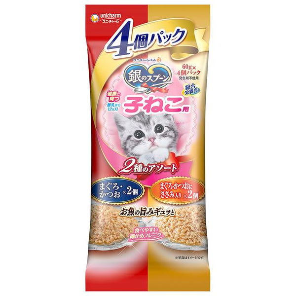 Unicharm 银勺健康小猫袋 2 种组合 60g x 4 件