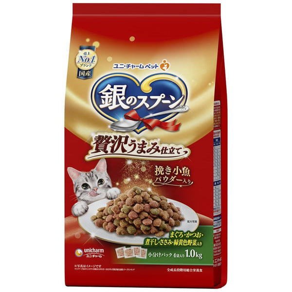 Unicharm Gin no Spoon Luxurious Umami Tailoring 1.0kg with tuna, bonito, dried sardines, tenderloin and green and yellow vegetables*
