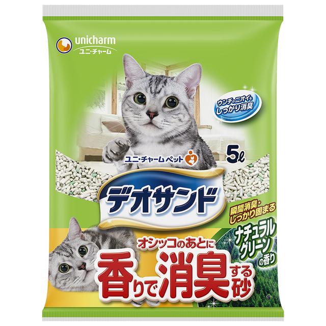 ユニチャーム デオサンド オシッコのあとに香りで消臭する砂 ナチュラルグリーンの香り 5000ml