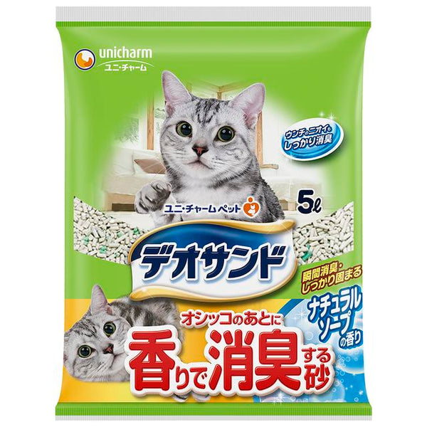 ユニチャーム デオサンド オシッコのあとに香りで消臭する砂 ナチュラルソープの香り 5000ml