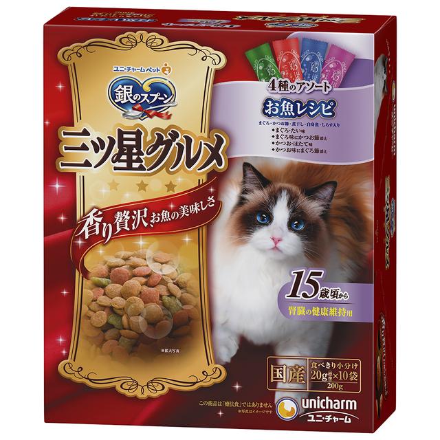Unicharm 3星美食4种什锦鱼食谱200g 15岁左右*