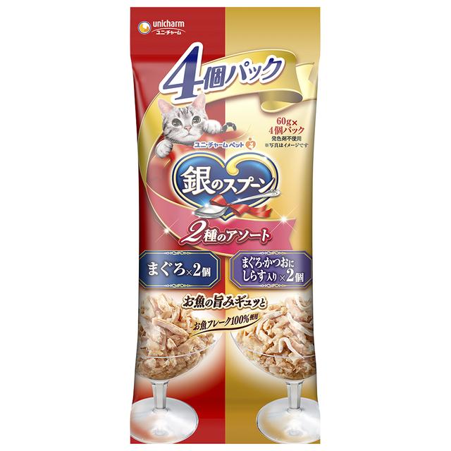 ユニ・チャーム 銀のスプーンパウチ4Pまぐろかつおしらす 240g
