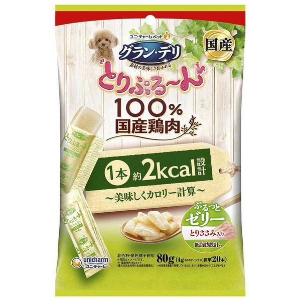 ユニ・チャーム グラン・デリ とりぷるーん 美味しくカロリー計算 ゼリー とりささみ入り 80g（4g×20本）