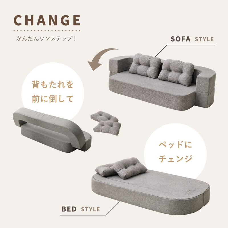 圧縮フロアソファ 2WAYソファ ルメール グレー メーカー直送 ▼返品・キャンセル不可【他商品との同時購入不可】