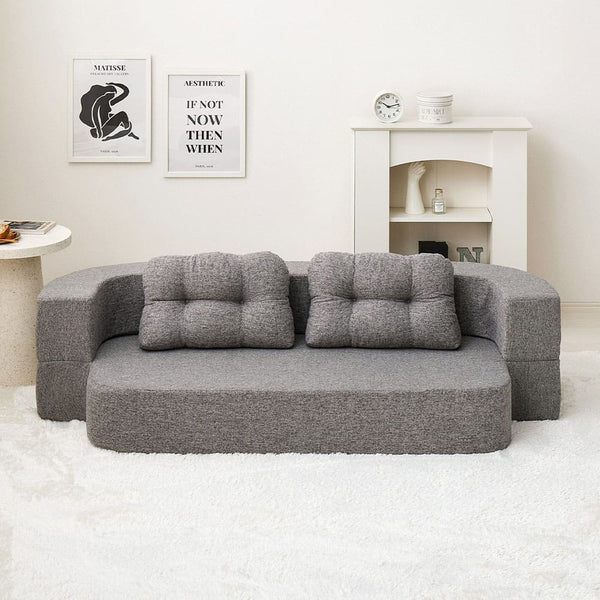 圧縮フロアソファ 2WAYソファ ルメール グレー メーカー直送 ▼返品・キャンセル不可【他商品との同時購入不可】