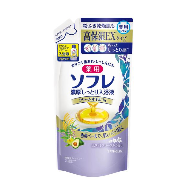 [医药部外品] Bathclin Medicated Soflet Rich Moist Bath Liquid White Floral Fragrance Refill 400ml