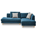 左カウチソファ レイモンズ ナチュラル脚タイプ ブルー メーカー直送 ▼返品・キャンセル不可【他商品との同時購入不可】