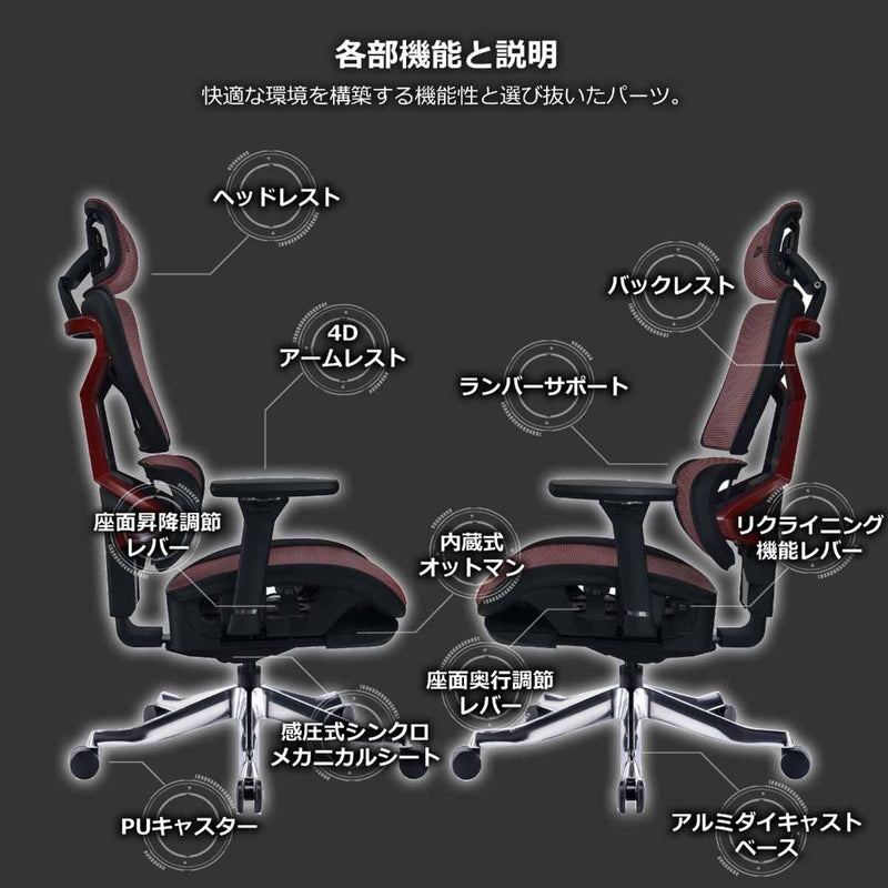 セレスティアル ゲーミングチェア マーズレッド メーカー直送 ▼返品・キャンセル不可【他商品との同時購入不可】