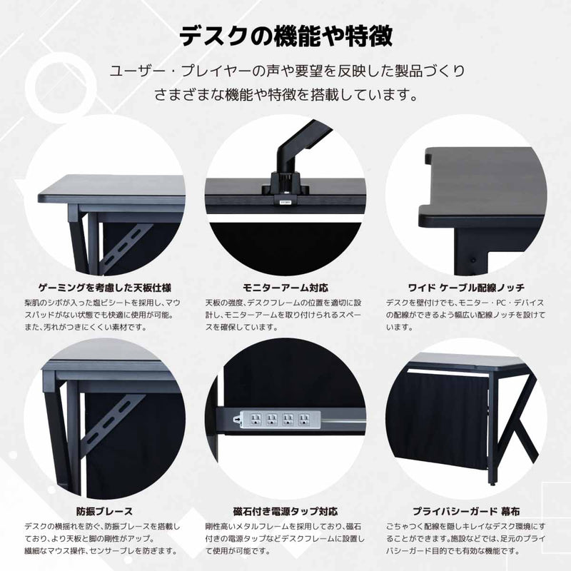 レギオンV2 ゲーミングデスク 幅100cm ブラック メーカー直送 ▼返品・キャンセル不可【他商品との同時購入不可】