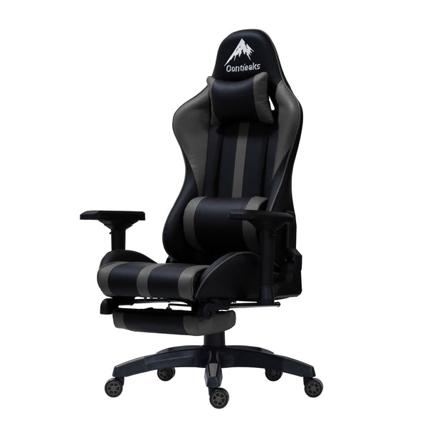 ルセルV3 オットマン付き ゲーミングチェア グレー メーカー直送 ▼返品・キャンセル不可【他商品との同時購入不可】