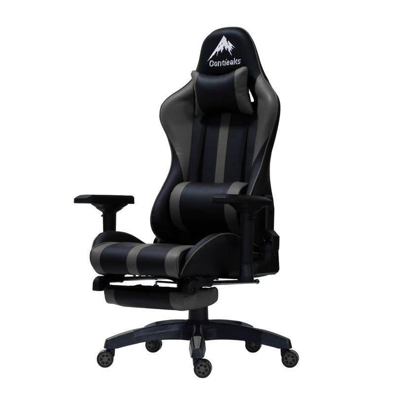 ルセルV3 オットマン付き ゲーミングチェア グレー メーカー直送 ▼返品・キャンセル不可【他商品との同時購入不可】