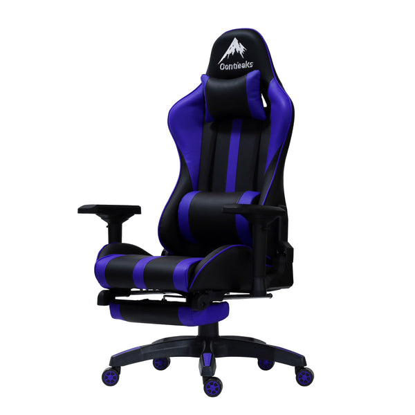 ルセルV3 オットマン付き ゲーミングチェア ブルー メーカー直送 ▼返品・キャンセル不可【他商品との同時購入不可】