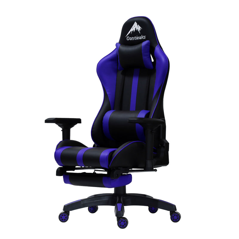 ルセルV3 オットマン付き ゲーミングチェア ブルー メーカー直送 ▼返品・キャンセル不可【他商品との同時購入不可】