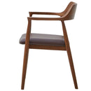 ダイニングチェア ロジャーG型 ウォールナット 合皮座面ブラウン メーカー直送 ▼返品・キャンセル不可【他商品との同時購入不可】